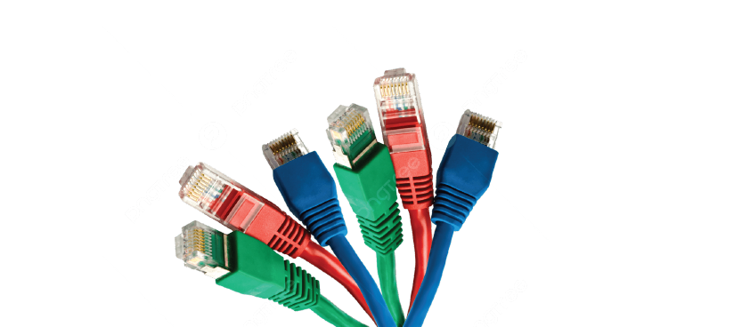 Network switch with patch cables connected