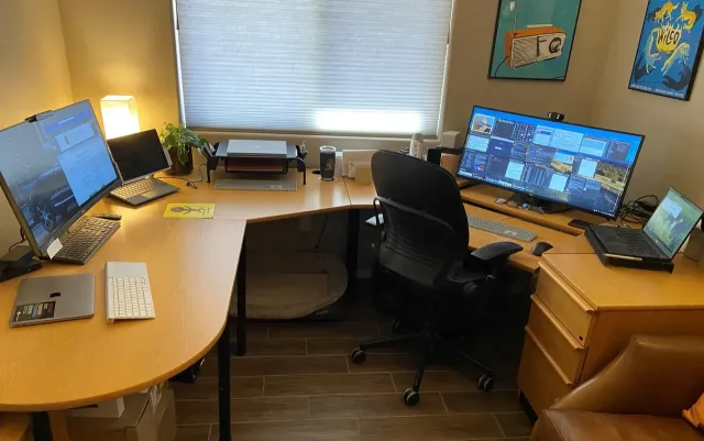 Corporate office with networked workstations
