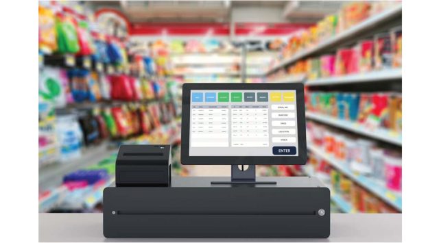 Retail store interior with point of sale counter